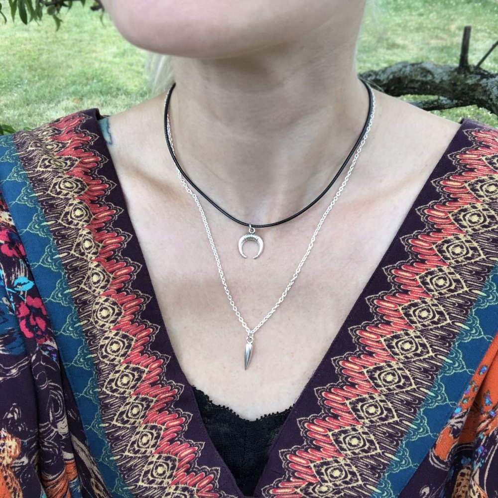 2 for 1! Crescent Horn & Spike Necklace